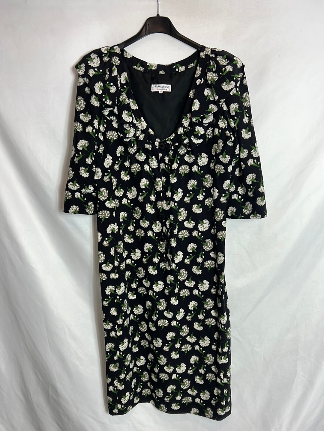 YVESSAINTLAURENT. Vestido midi vintage flores. T 42