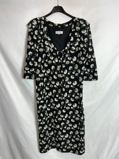 YVESSAINTLAURENT. Vestido midi vintage flores. T 42