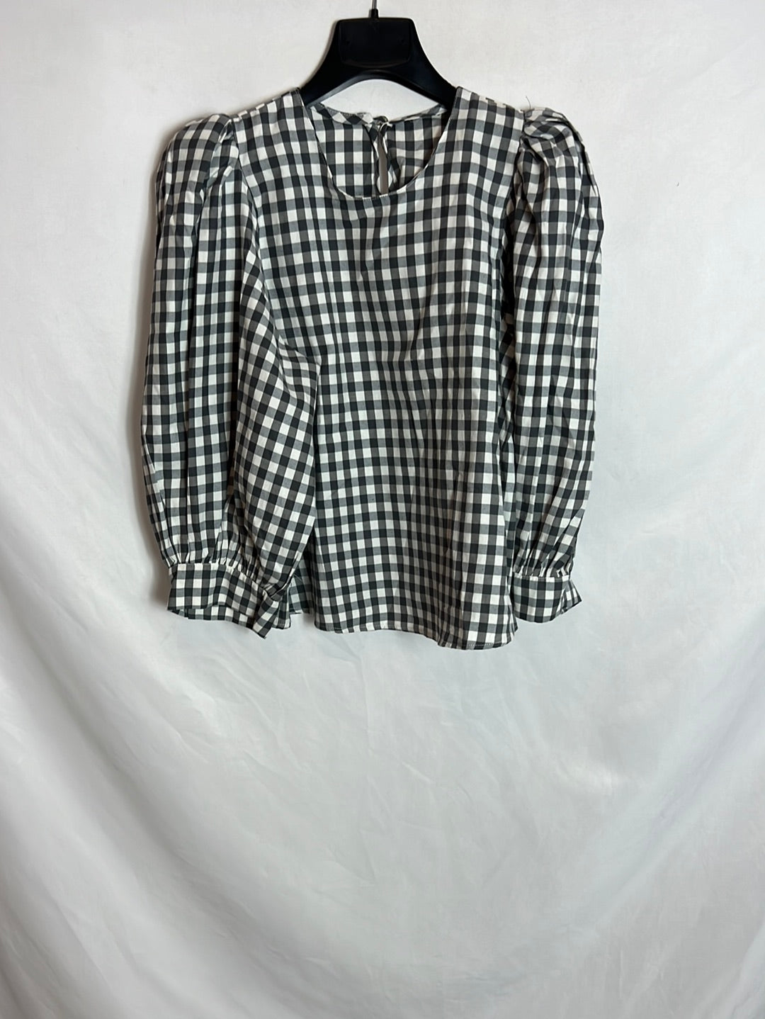 OTRAS. Blusa gris y blanca cuadros T.(u)