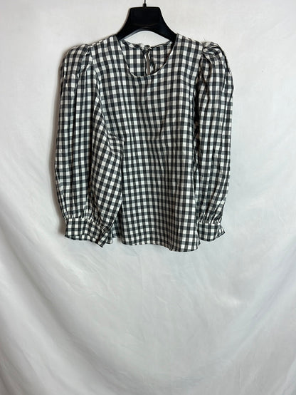 OTRAS. Blusa gris y blanca cuadros T.(u)