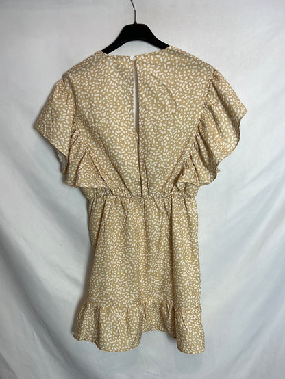 OTRAS. Vestido amarillo pastel volante. T S