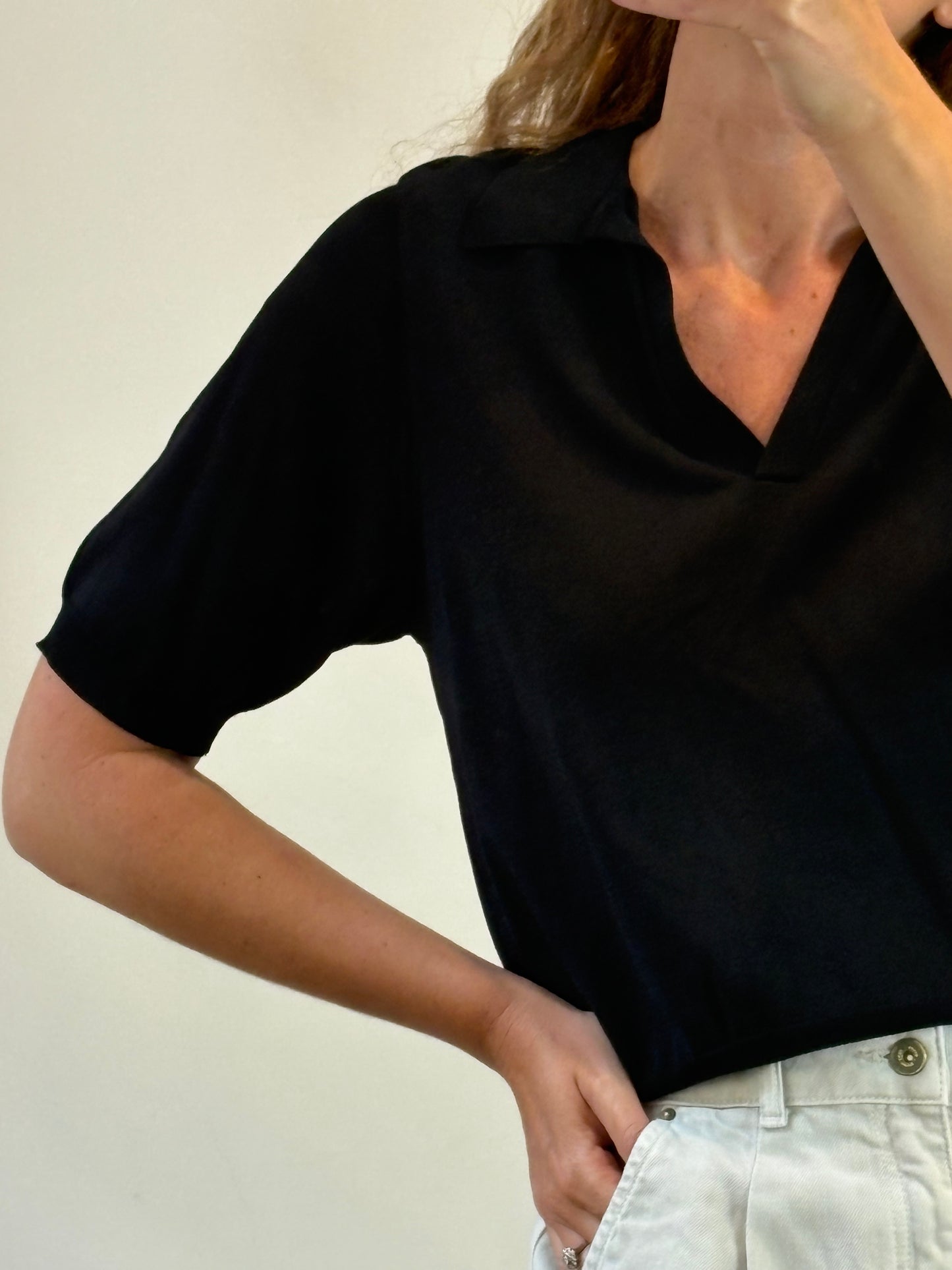 ZARA. Top negro punto