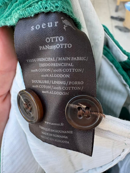 SOEUR. Pantalón recto verde pana