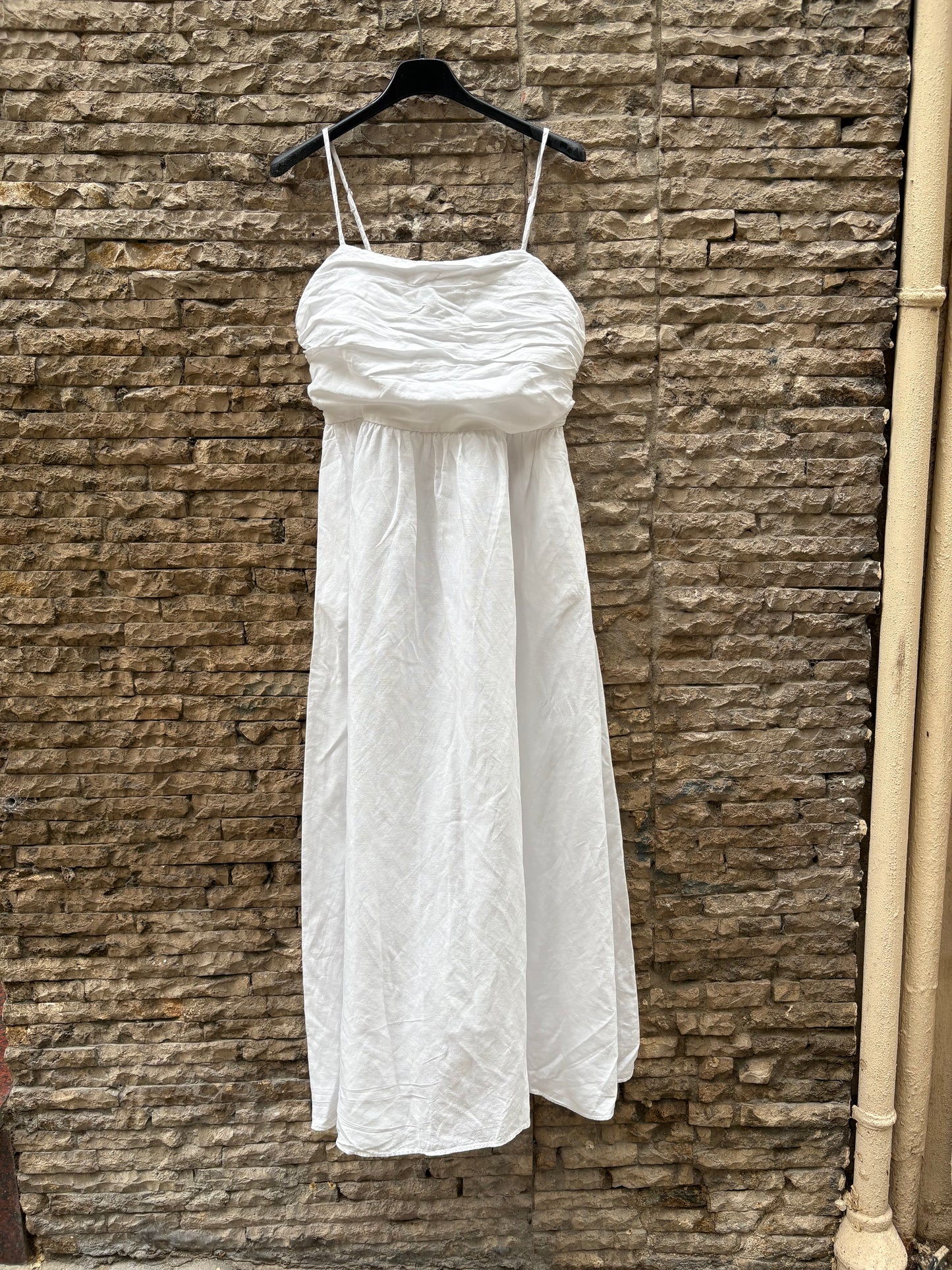 THE NEW SOCIETY. Vestido largo  blanco lino
