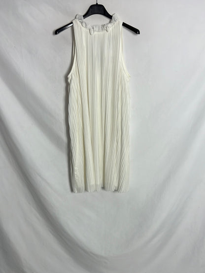 strapless open back dress TOPSHOP. White pleated dress with black bow. TS – Hibuy market