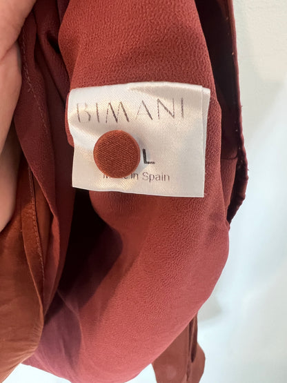 BIMANI. Blusa marrón textura lazada. T L