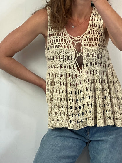 FREE PEOPLE. Top beige punto amplio. T M