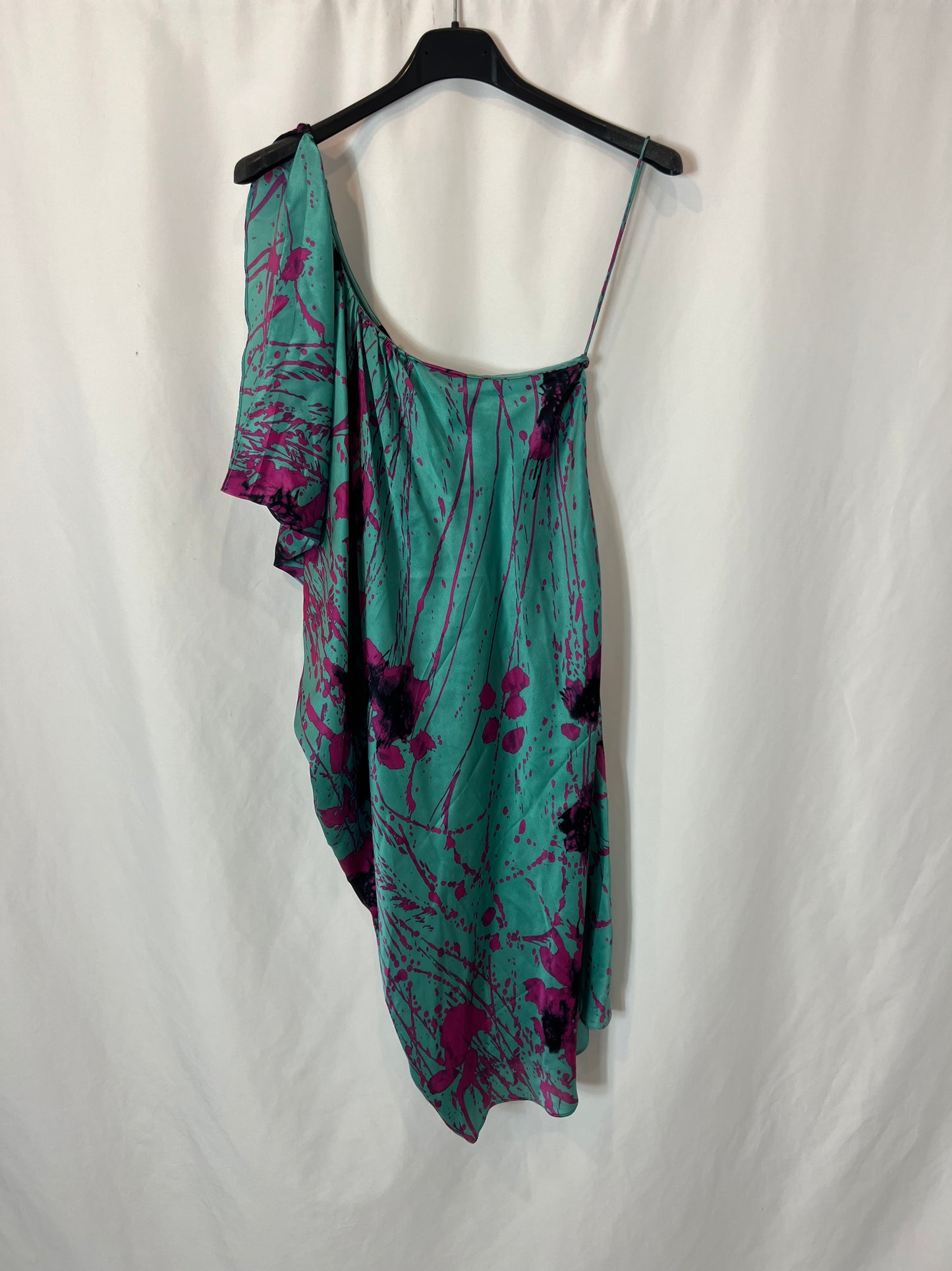 ELIE TAHARI. Asymmetrical silk dress, size 38