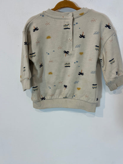 OTRAS. Sudadera beiges dibujos. T 12 meses
