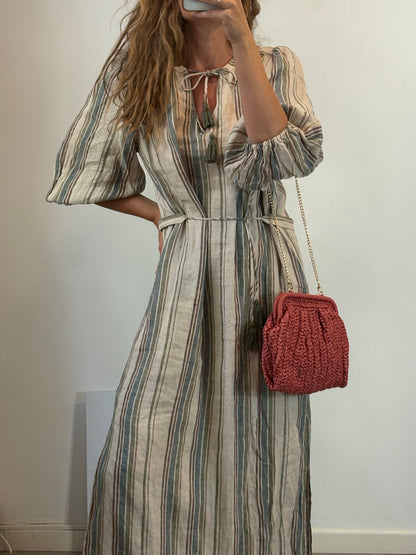 LLOYD´S. Vestido lago lino rayas
