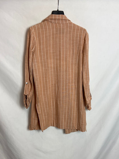 STRADIVARIUS. Chaqueta beige rayas T.XS