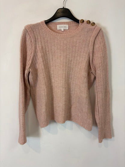 MAISON ANJE. Jersey rosa claro detalle hombros