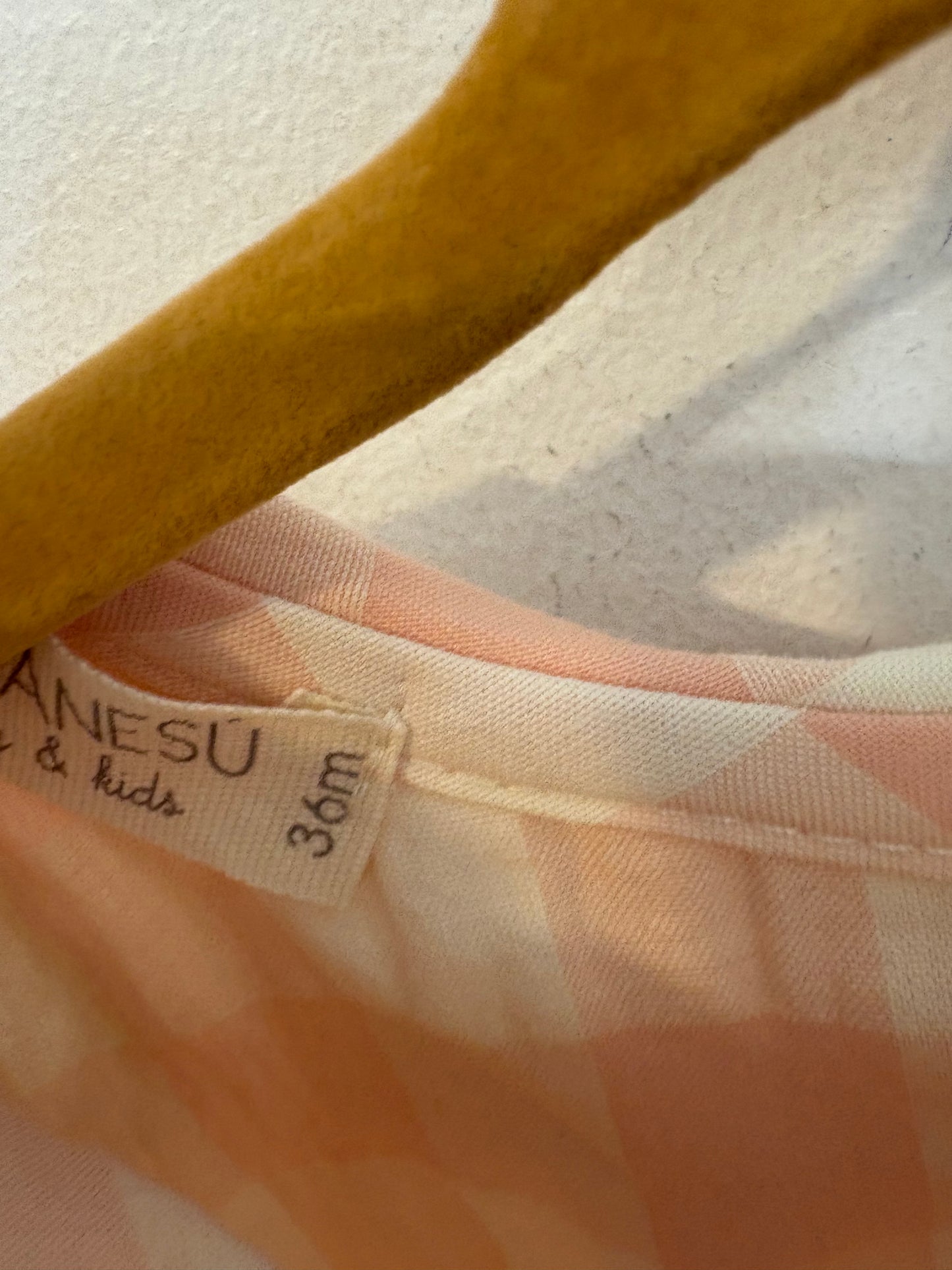 MI CANESÚ.  Camisa vichy cuello bordado. T 36 meses