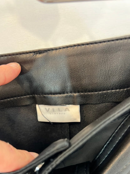 VILA. Black faux leather trousers, size 34