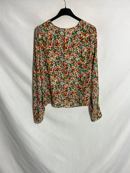 H&M. Blusa flores manga larga. T XS