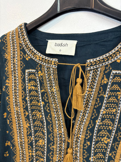 BA&SH. Blusa azul bordados