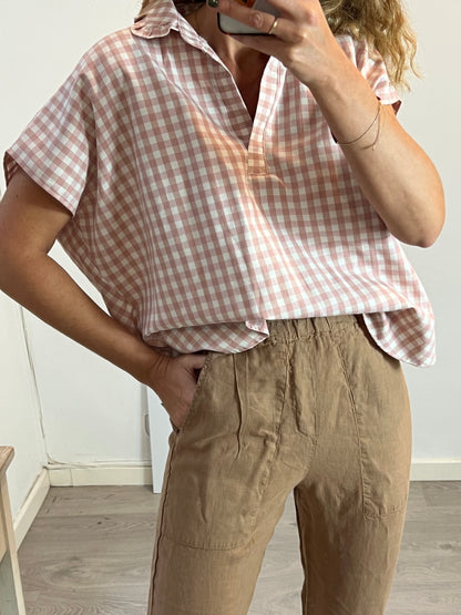 MYSULAFISH. Checkered blouse with collar detail. Medium/Large