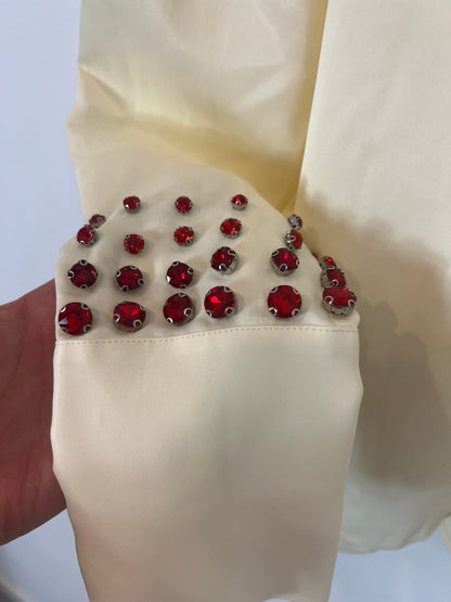 ZARA. Blusa satinada abalorios. T M