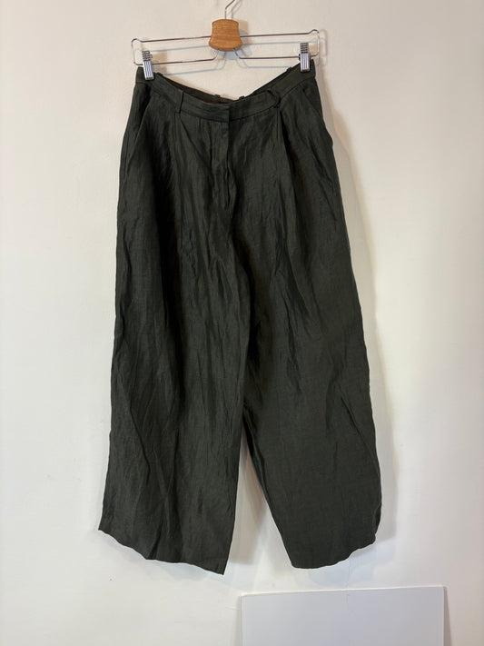 MASSIMO DUTTI. Pantalón lino verde