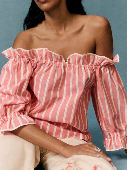 SÉZANE x ANDION. Blusa rosa rayas