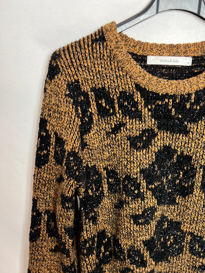 BIMBA Y LOLA. Jersey marrón y negro hilos. T M