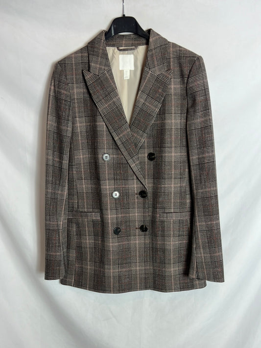 H&M. Blazer cuadros doble botonadura. T 36