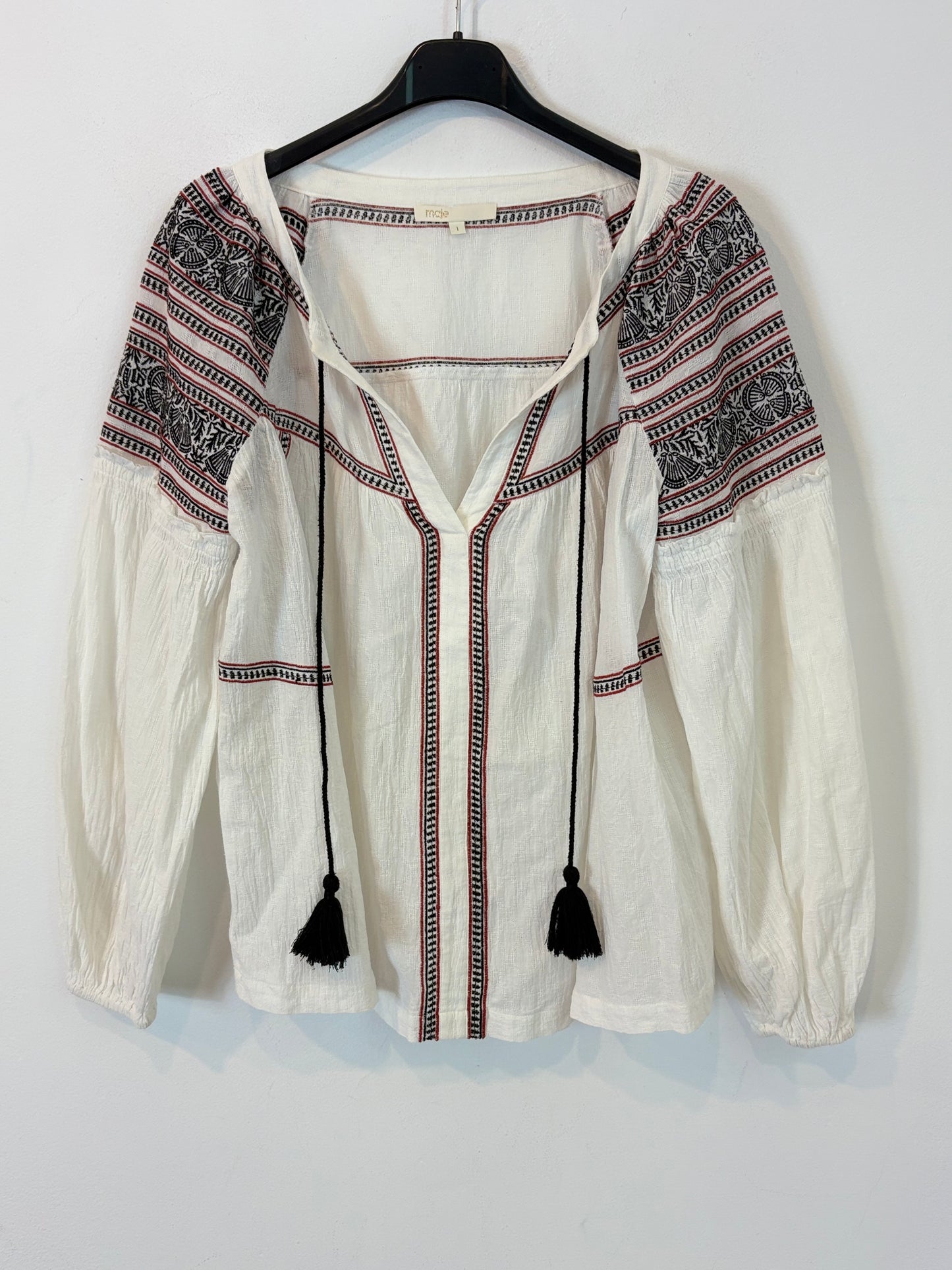MAJE. Blusa algodón bordados. T 1 (S)