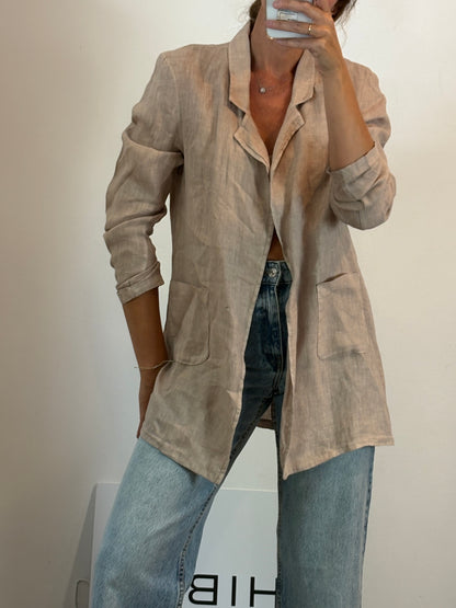 RENATTA&amp;GO. Tan beige linen blazer. TM