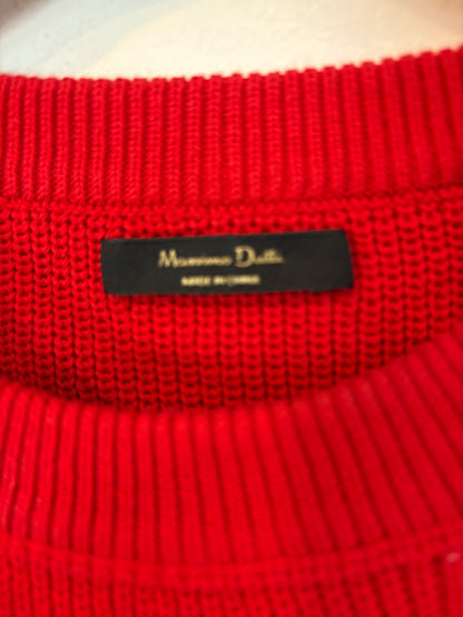MASSIMO DUTTI. Top  canalé rojo. T S