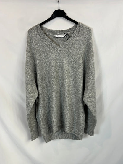 ZARA. Jersey gris jaspeado. T S