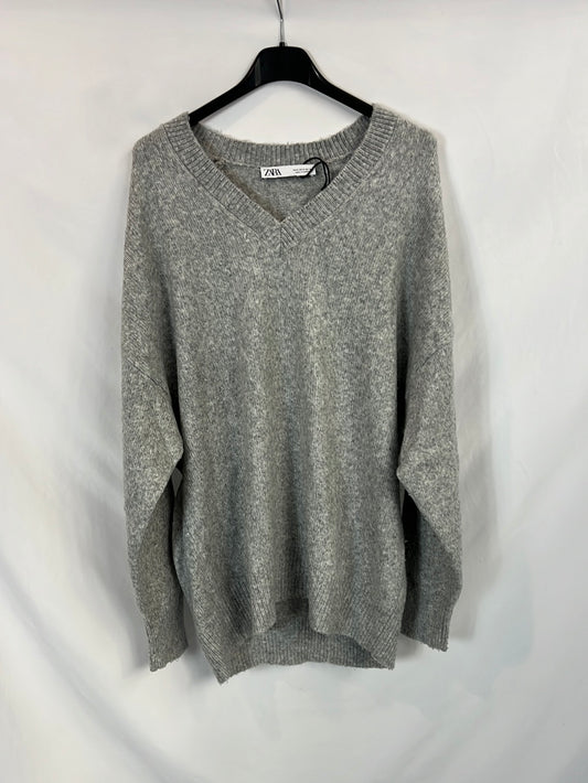 ZARA. Jersey gris jaspeado. T S