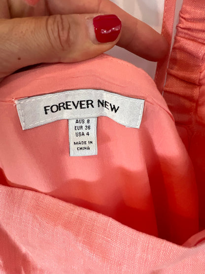 FOREVER NEW. Pink linen ruffle dress. T 36