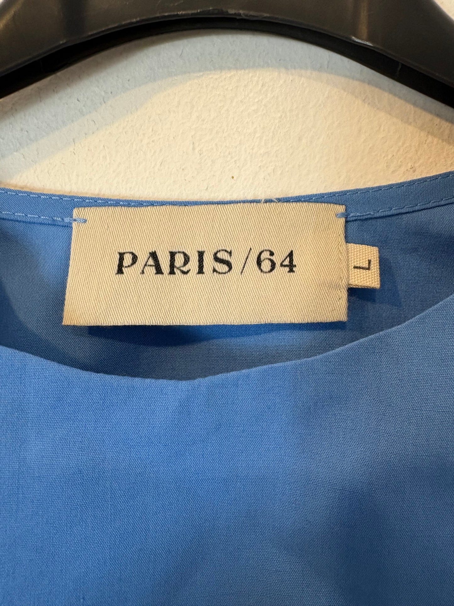 PARIS 64. Camisa azul manga fruncidos