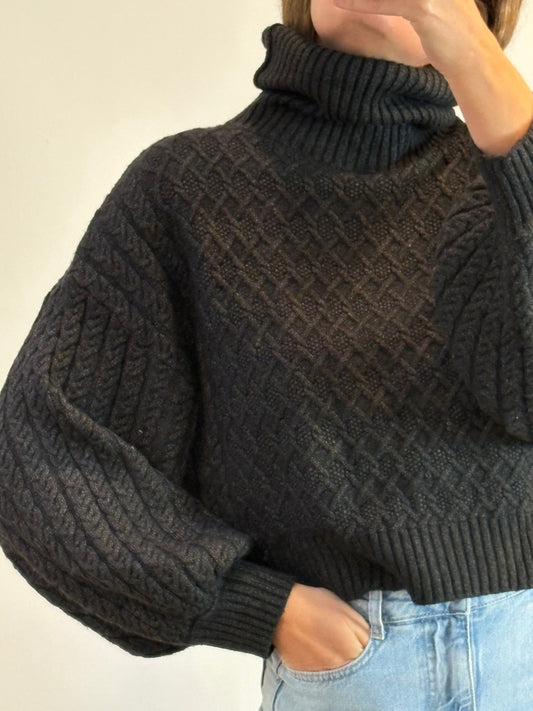 ZARA. Black stretch knit top. TL