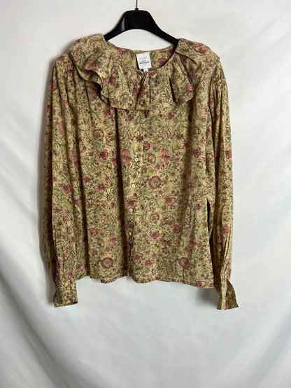 JOLIE JOLIE. Blusa estampada flores volante. TS