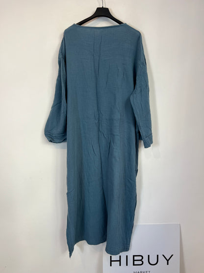 OTHERS. Long blue bambula dress. TM/L