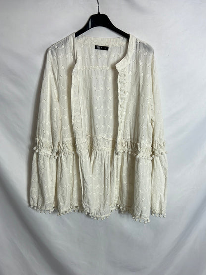 TEX. Ecru openwork overshirt. TL