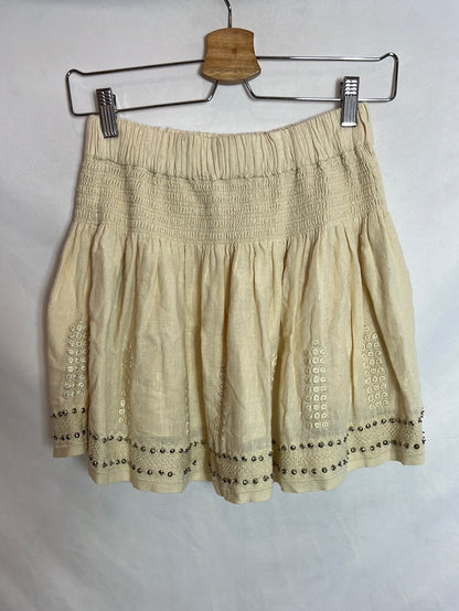 ISABEL MARANT ÉTOILE . Total look beige bordados y tachuelas. T 38/40