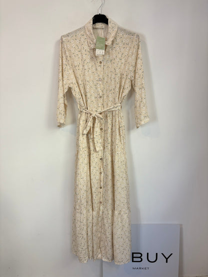 LA COMET. Vestido largo beige abotonado