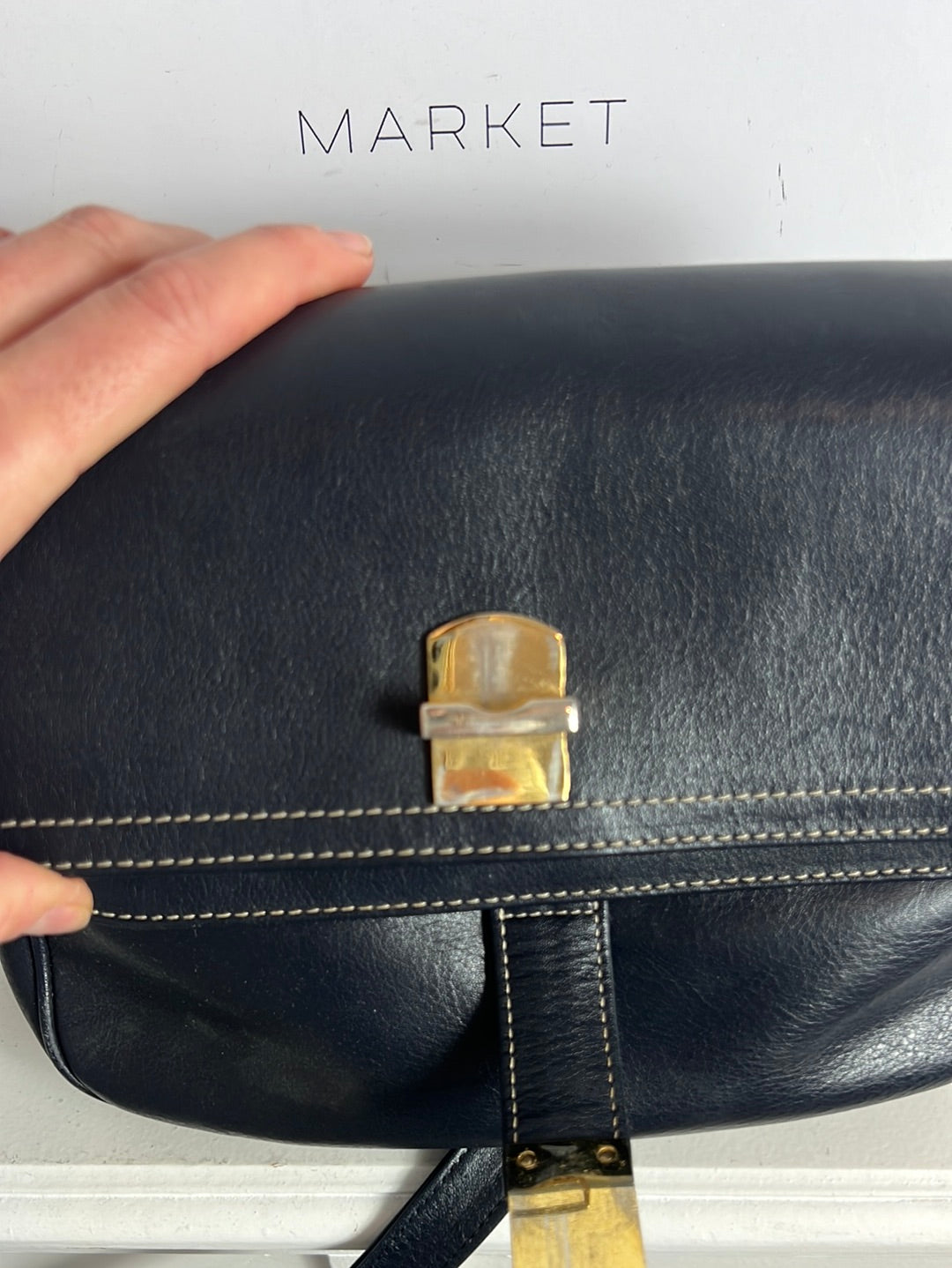 OTHERS. Vintage blue leather bag