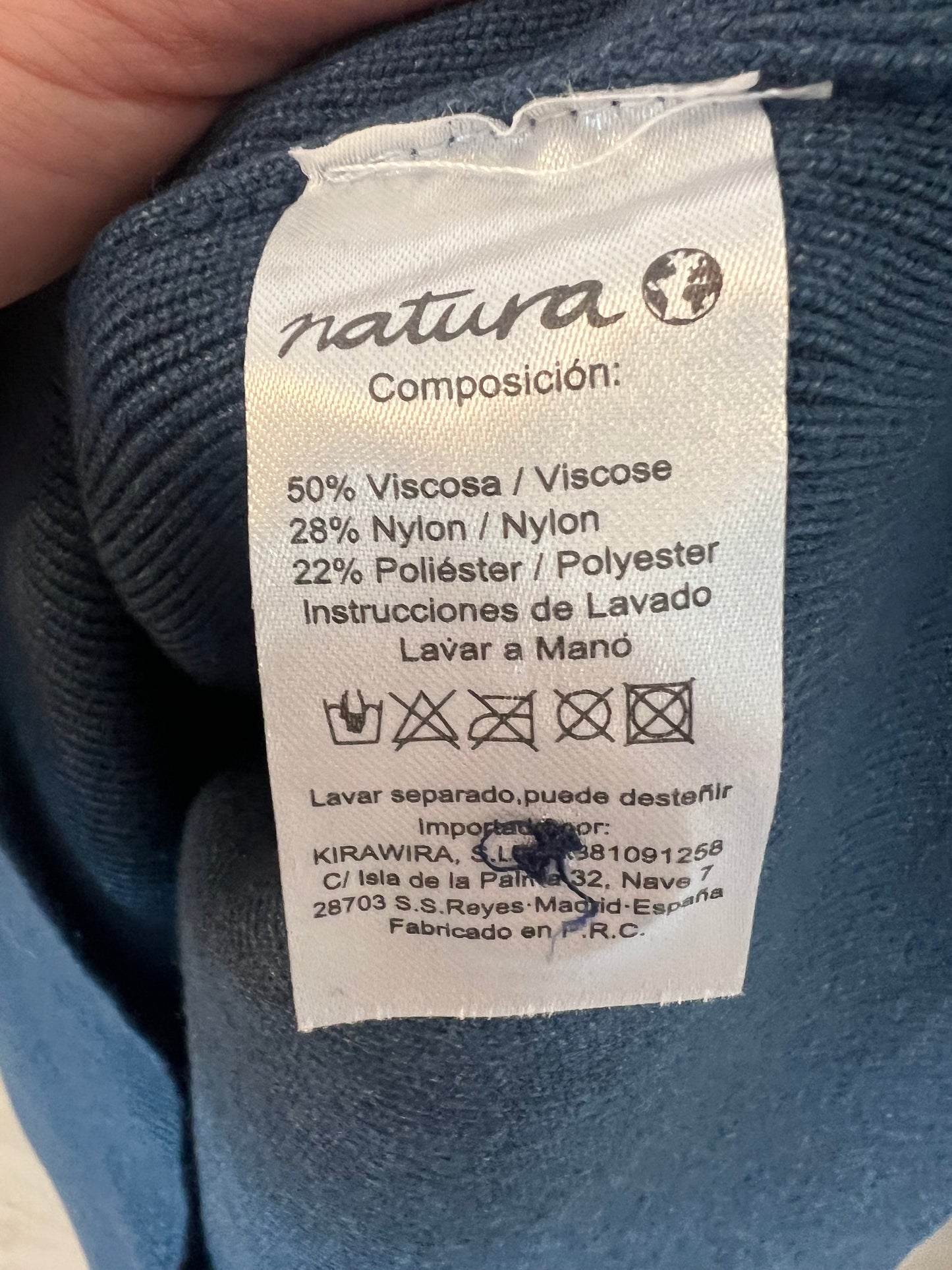 NATURA. Vestido midi punto azul. T S/M