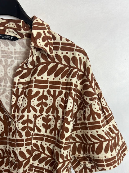 ZARA. Blusa estampada lazada. T S