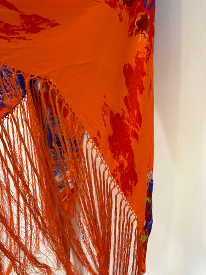 VICTORIO & LUCCHINO. Pañuelo seda flecos