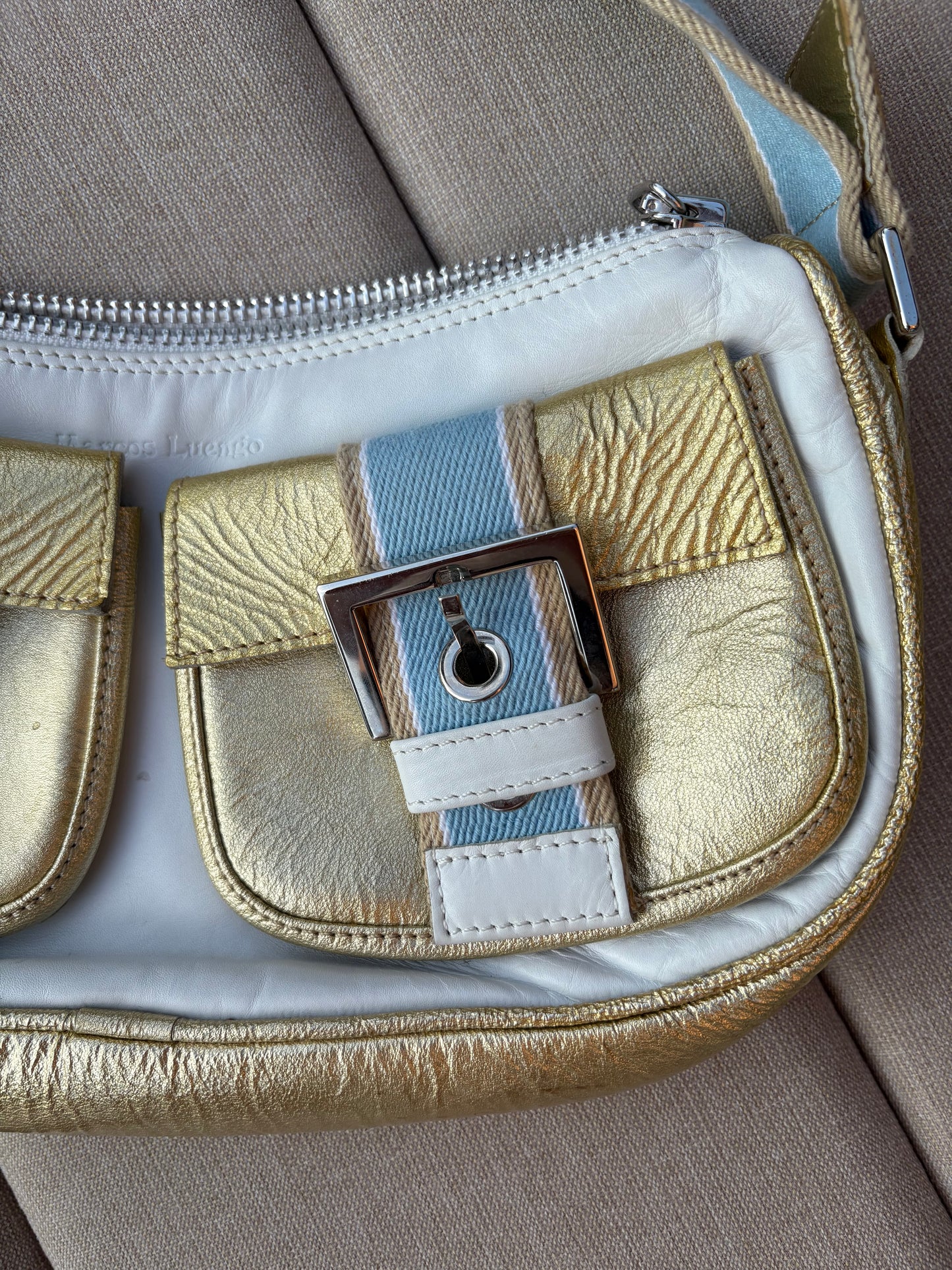 MARCOS LUENGO. Bolso de hombro piel tricolor