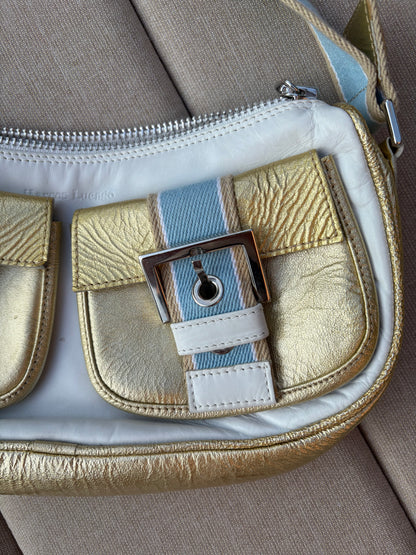 MARCOS LUENGO. Bolso de hombro piel tricolor