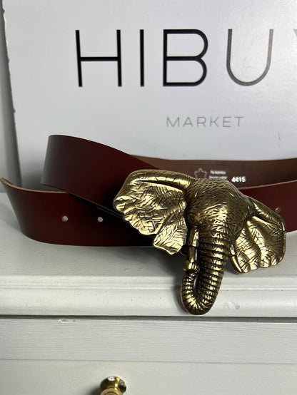 OTRAS. Cinturón piel marrón hebilla elefante. T 85