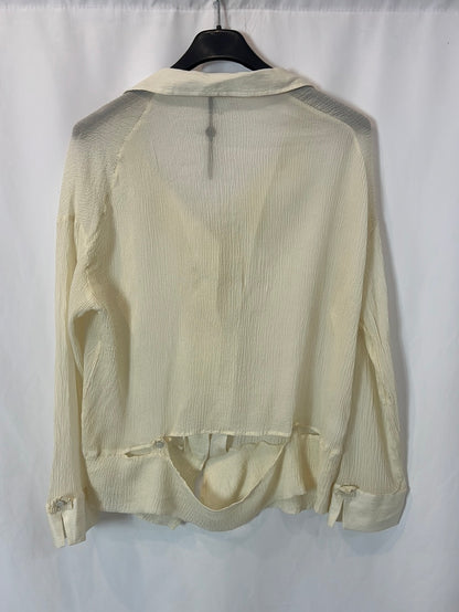 INTROPY. Beige crossed blouse T.38