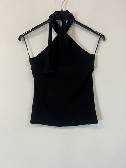 ZARA. Top negro canalé T:s