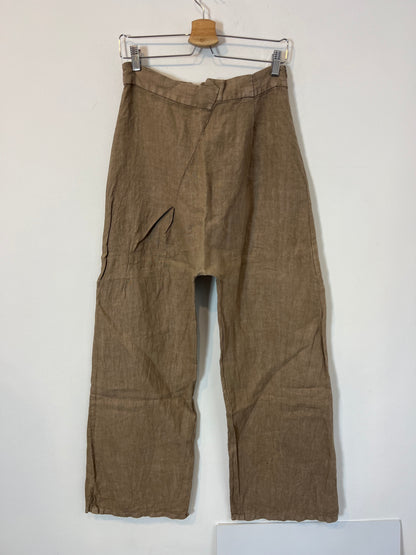 ZARA. Pantalón lino marrón. T XS (S/M)