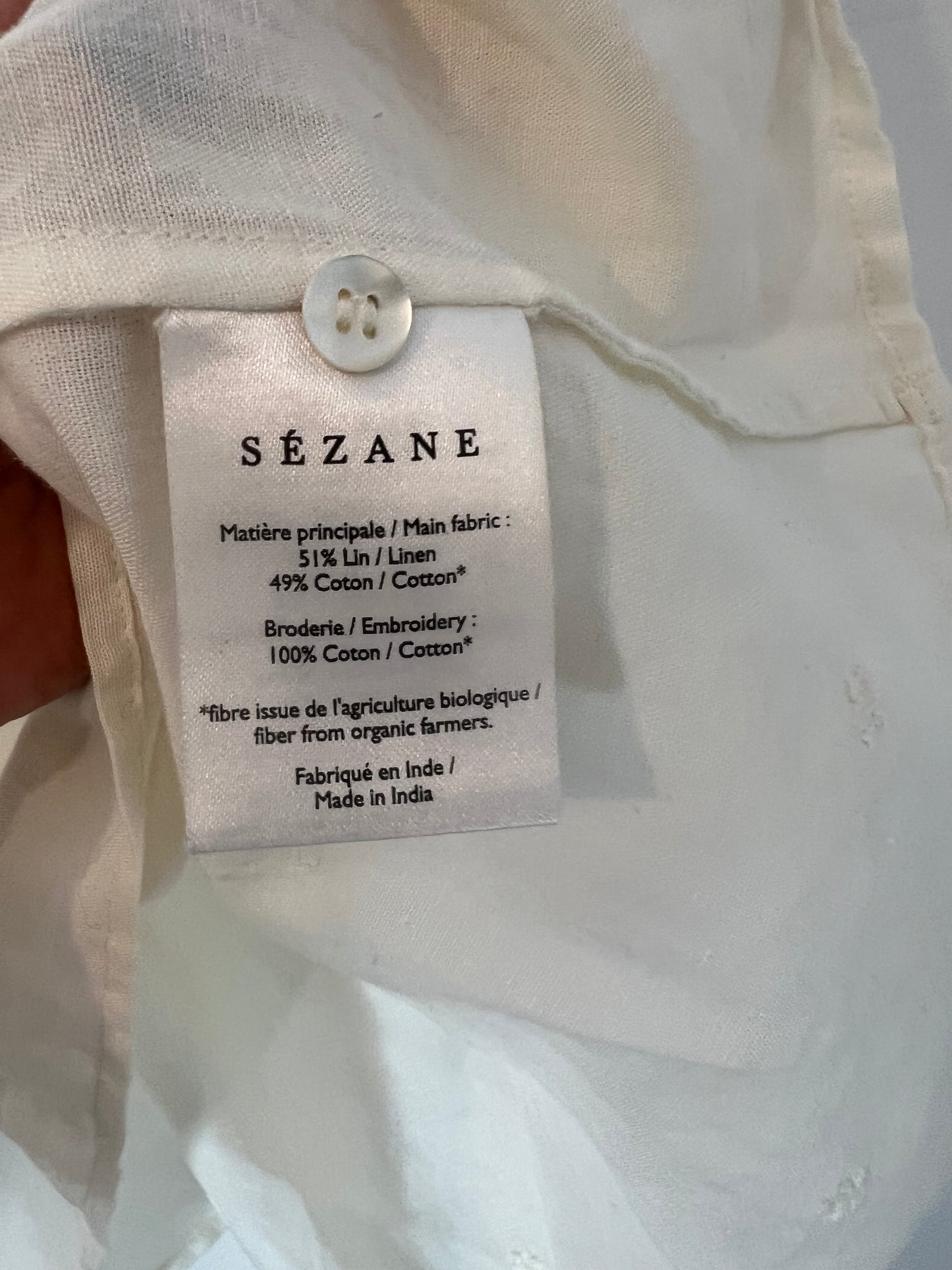 SEZANE. Embroidered beige blouse T.40